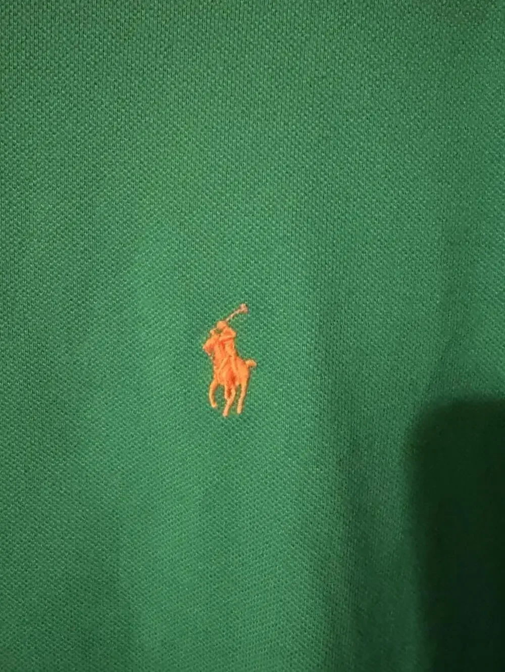 Polo Ralph Lauren 100% Cotton Custom Fit Green & Orange Pony Mesh Polo